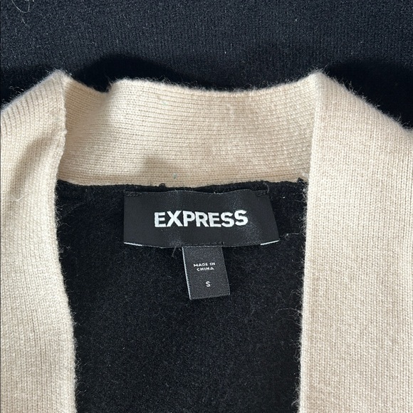 EXPRESS • Black and Cream Cardigan with Gold Buttons - Picture 6 of 8